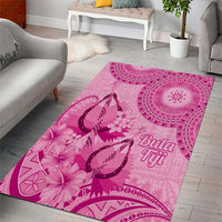 Pink Bula Fiji Area Rug Fijian Dance Fan Tapa Cloth Pattern