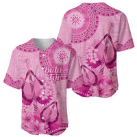 Pink Bula Fiji Baseball Jersey Fijian Dance Fan Tapa Cloth Pattern