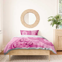 Pink Bula Fiji Bedding Set Fijian Dance Fan Tapa Cloth Pattern