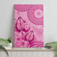 Pink Bula Fiji Canvas Wall Art Fijian Dance Fan Tapa Cloth Pattern