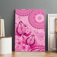 Pink Bula Fiji Canvas Wall Art Fijian Dance Fan Tapa Cloth Pattern