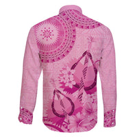 Pink Bula Fiji Family Matching Off Shoulder Short Dress and Hawaiian Shirt Fijian Dance Fan Tapa Cloth Pattern