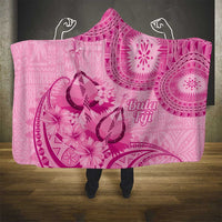 Pink Bula Fiji Hooded Blanket Fijian Dance Fan Tapa Cloth Pattern