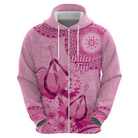 Pink Bula Fiji Hoodie Fijian Dance Fan Tapa Cloth Pattern