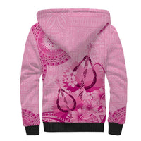 Pink Bula Fiji Sherpa Hoodie Fijian Dance Fan Tapa Cloth Pattern