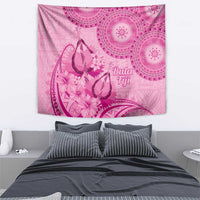 Pink Bula Fiji Tapestry Fijian Dance Fan Tapa Cloth Pattern