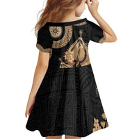 Black Bula Fiji Family Matching Puletasi and Hawaiian Shirt Fijian Dance Fan Tapa Cloth Pattern