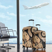Black Bula Fiji Luggage Cover Fijian Dance Fan Tapa Cloth Pattern