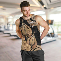 Black Bula Fiji Men Tank Top Fijian Dance Fan Tapa Cloth Pattern