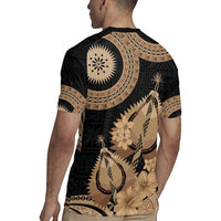Black Bula Fiji Rugby Jersey Fijian Dance Fan Tapa Cloth Pattern