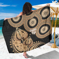 Black Bula Fiji Sarong Fijian Dance Fan Tapa Cloth Pattern