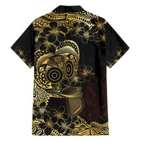 Frangipani Festival Rabaul Family Matching Off Shoulder Maxi Dress and Hawaiian Shirt PNG Tribal Baining Mask Tattoo - Polynesian Pride