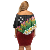 Frangipani Festival Rabaul East New Britain Family Matching Off Shoulder Short Dress and Hawaiian Shirt Dukduk Dance With Plumeria - Polynesian Pride