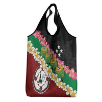 Frangipani Festival Rabaul East New Britain Grocery Bag Dukduk Dance With Plumeria - Polynesian Pride
