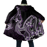 Purple Black Aloha Hawaii Cloak Polynesian Shark Tattoo Plumeria