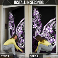 Purple Black Aloha Hawaii Door Cover Polynesian Shark Tattoo Plumeria LT14 - Polynesian Pride