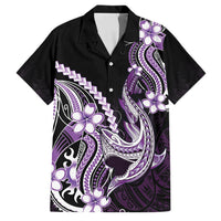 Purple Black Aloha Hawaii Family Matching Summer Maxi Dress and Hawaiian Shirt Polynesian Shark Tattoo Plumeria