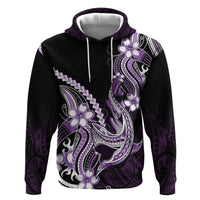 Purple Black Aloha Hawaii Hoodie Polynesian Shark Tattoo Plumeria LT14 Pullover Hoodie Purple - Polynesian Pride