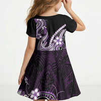 Purple Black Aloha Hawaii Kid Short Sleeve Dress Polynesian Shark Tattoo Plumeria LT14 - Polynesian Pride