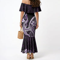 Purple Black Aloha Hawaii Mermaid Dress Polynesian Shark Tattoo Plumeria LT14 - Polynesian Pride