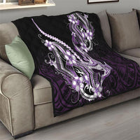 Purple Black Aloha Hawaii Quilt Polynesian Shark Tattoo Plumeria