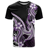 Purple Black Aloha Hawaii T Shirt Polynesian Shark Tattoo Plumeria