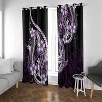 Purple Black Aloha Hawaii Window Curtain Polynesian Shark Tattoo Plumeria