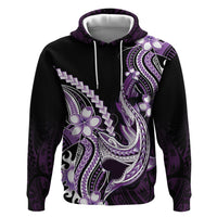 Purple Black Aloha Hawaii Zip Hoodie Polynesian Shark Tattoo Plumeria LT14 Pullover Hoodie Purple - Polynesian Pride