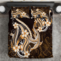 Orange Black Aloha Hawaii Bedding Set Polynesian Shark Tattoo Plumeria