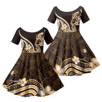 Orange Black Aloha Hawaii Family Matching Long Sleeve Bodycon Dress and Hawaiian Shirt Polynesian Shark Tattoo Plumeria LT14 Daughter's Dress Orange - Polynesian Pride