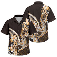 Orange Black Aloha Hawaii Family Matching Long Sleeve Bodycon Dress and Hawaiian Shirt Polynesian Shark Tattoo Plumeria LT14 Son's Shirt Orange - Polynesian Pride