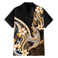 Orange Black Aloha Hawaii Family Matching Summer Maxi Dress and Hawaiian Shirt Polynesian Shark Tattoo Plumeria