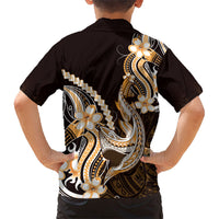 Orange Black Aloha Hawaii Family Matching Tank Maxi Dress and Hawaiian Shirt Polynesian Shark Tattoo Plumeria