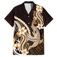 Orange Black Aloha Hawaii Hawaiian Shirt Polynesian Shark Tattoo Plumeria LT14 Orange - Polynesian Pride