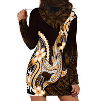 Orange Black Aloha Hawaii Hoodie Dress Polynesian Shark Tattoo Plumeria