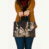 Orange Black Aloha Hawaii Leather Bag Polynesian Shark Tattoo Plumeria