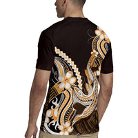 Orange Black Aloha Hawaii Rugby Jersey Polynesian Shark Tattoo Plumeria