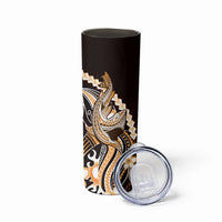 Orange Black Aloha Hawaii Skinny Tumbler Polynesian Shark Tattoo Plumeria