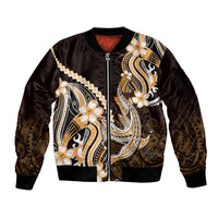 Orange Black Aloha Hawaii Sleeve Zip Bomber Jacket Polynesian Shark Tattoo Plumeria