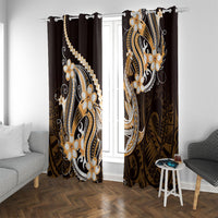 Orange Black Aloha Hawaii Window Curtain Polynesian Shark Tattoo Plumeria
