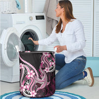 Pink Black Aloha Hawaii Laundry Basket Polynesian Shark Tattoo Plumeria