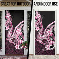 Pink Black Aloha Hawaii Door Cover Polynesian Shark Tattoo Plumeria