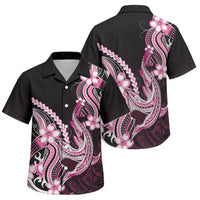 Pink Black Aloha Hawaii Family Matching Long Sleeve Bodycon Dress and Hawaiian Shirt Polynesian Shark Tattoo Plumeria LT14 Son's Shirt Pink - Polynesian Pride