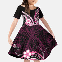 Pink Black Aloha Hawaii Family Matching Summer Maxi Dress and Hawaiian Shirt Polynesian Shark Tattoo Plumeria