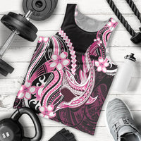Pink Black Aloha Hawaii Men Tank Top Polynesian Shark Tattoo Plumeria