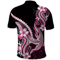 Pink Black Aloha Hawaii Polo Shirt Polynesian Shark Tattoo Plumeria LT14 - Polynesian Pride