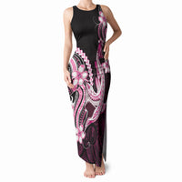 Pink Black Aloha Hawaii Tank Maxi Dress Polynesian Shark Tattoo Plumeria LT14 Women Pink - Polynesian Pride