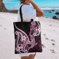 Pink Black Aloha Hawaii Tote Bag Polynesian Shark Tattoo Plumeria