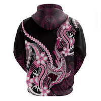 Pink Black Aloha Hawaii Zip Hoodie Polynesian Shark Tattoo Plumeria LT14 - Polynesian Pride