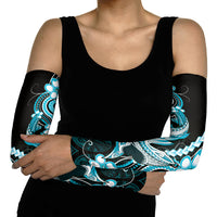 Blue Black Aloha Hawaii Arm Sleeves Polynesian Shark Tattoo Plumeria